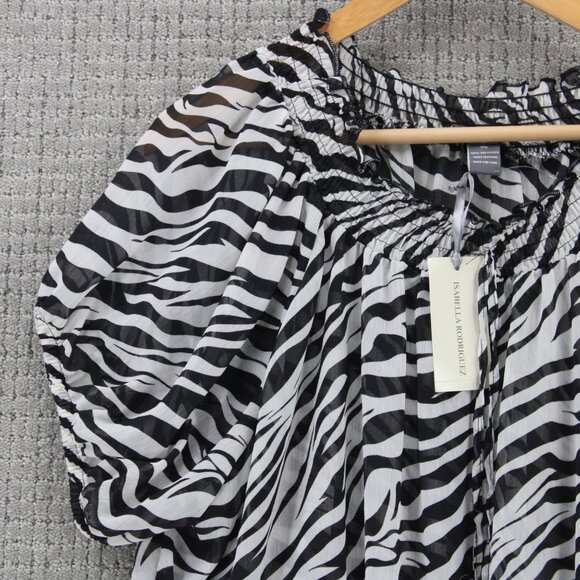 isabella Rodriguez Blouse Top Women XL Multicolor Short Sleeve Zebra Pattern NWT - Picture 3 of 9